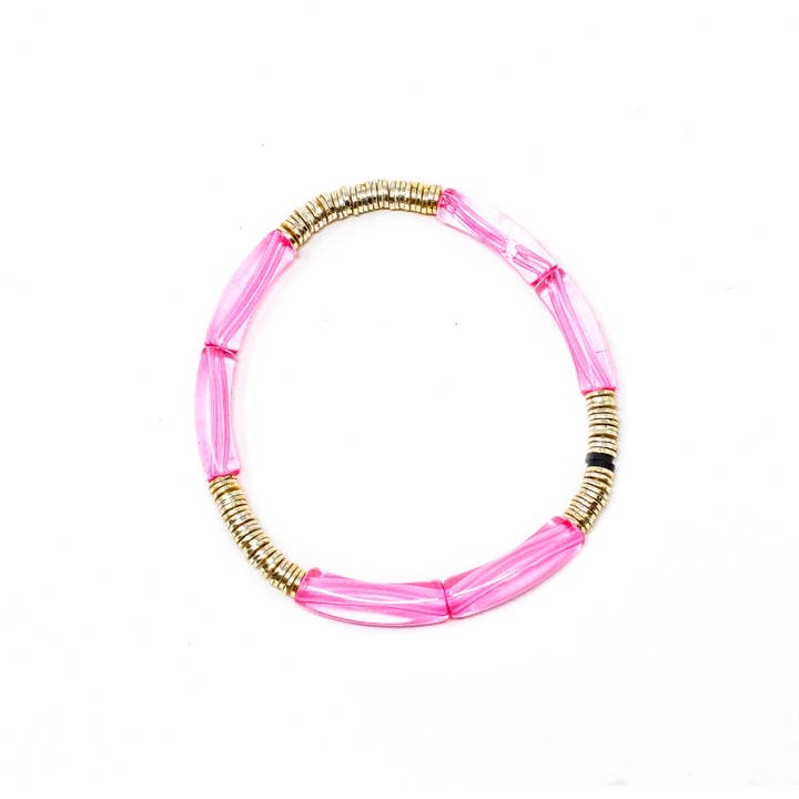 Allie + Bess - Wholesale Beaded bracelet - Rosie Pink Zo 4mm