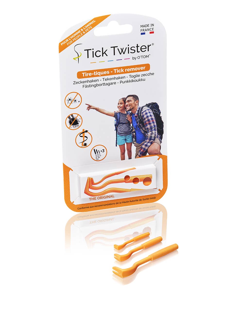 H3D - Vente Outil de toilettage – chat - Présentoir de 24 blisters de 3 tire-tiques Tick Twister® OR1
