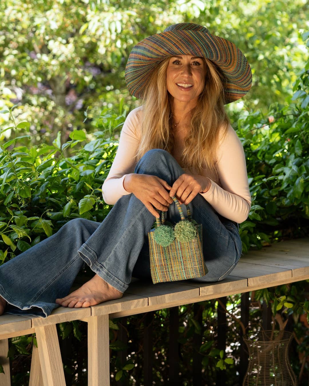 Shebobo - Venta al por mayor Bolso con asas - Mujer - Bolso mini de rafia Schooner con pompón10