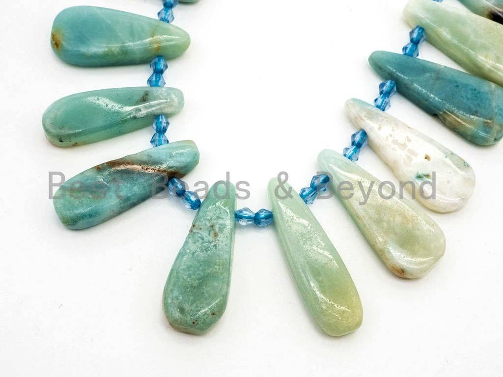 BestBeads&Beyond – wholesale Beads – High Quality Natural Amazonite Teardrop beads, 23-36mm, Long Teardrop Blue Gemstone Beads, 15.5inch strand, SKU#U1422