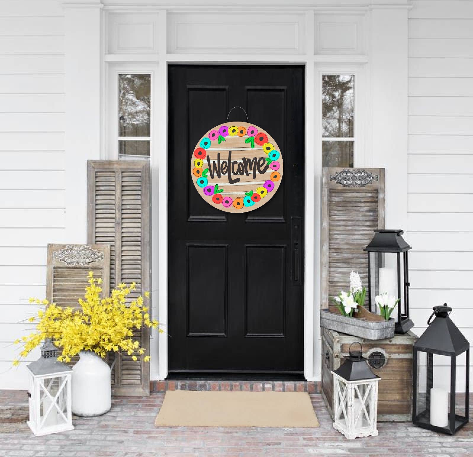 Baxter & Me - Wholesale Door Hanger - Welcome Flower Circle Door Hanger1