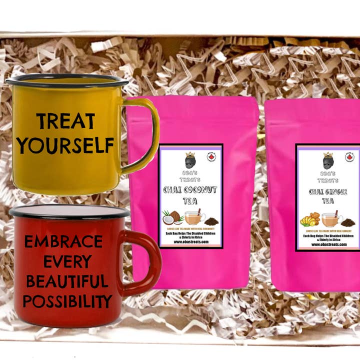 Kit de autocuidado: 2 mini tazas positivas y set de té - Date un capricho para venta al por mayor de Maqoba