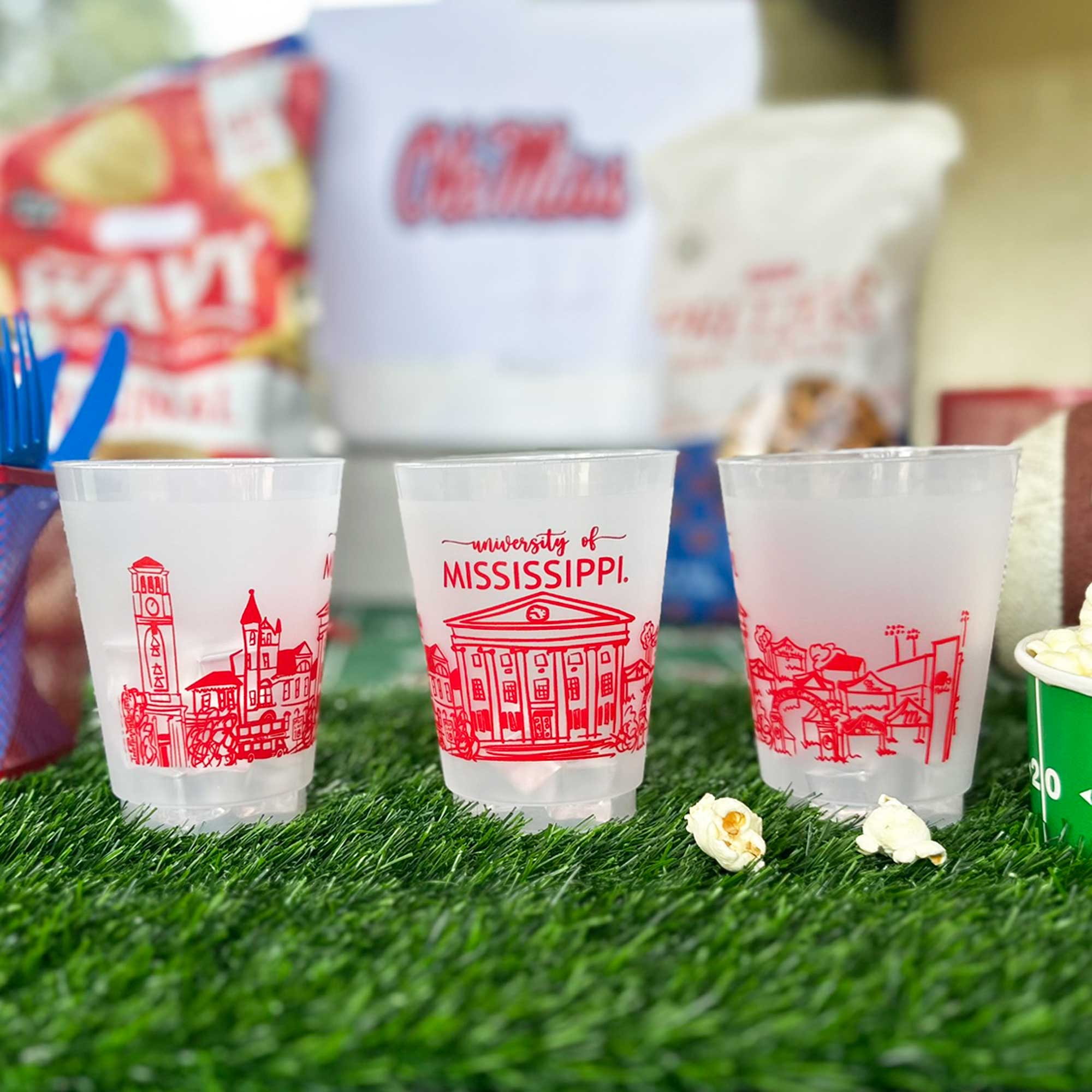 Two Funny Girls - Wholesale Disposable Cup - Shatterproof Cup 10 Pack Ole Miss - U of Mississippi Skyline1