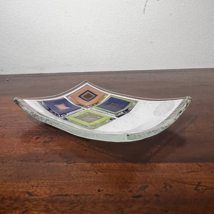 Cenicero cuadrado de cristal de Murano con pinturas de colores para venta al por mayor de DADA Novecento