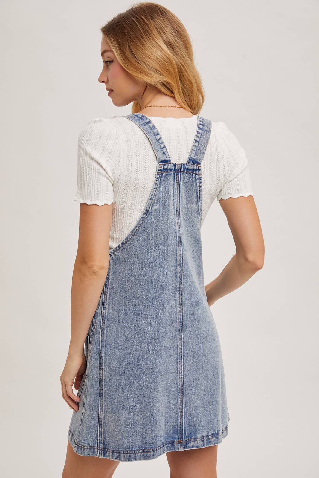 Bluivy - Wholesale Overalls - Women's - DENIM OVERALL MINI DRESS WITH POCKETS5