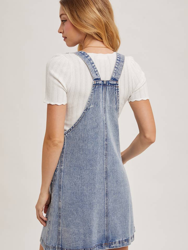 Bluivy - Wholesale Overalls - Women's - DENIM OVERALL MINI DRESS WITH POCKETS5
