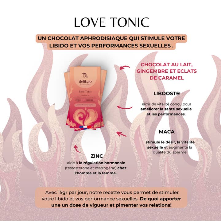 Delikao – wholesale Chocolate bar – Love Tonic™️ - Aphrodisiac Chocolate 40% Ginger Caramel