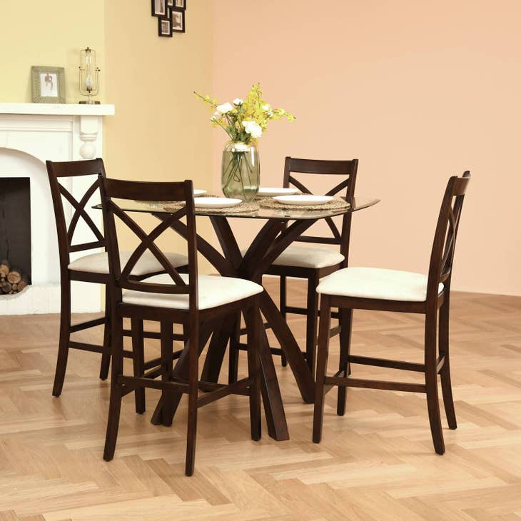 5-Pieces Dining Table Set 47.2 in. Rectangle Beige Wood Top with Metal  Frame Small Space Table and Chairs Set (Seats 4)