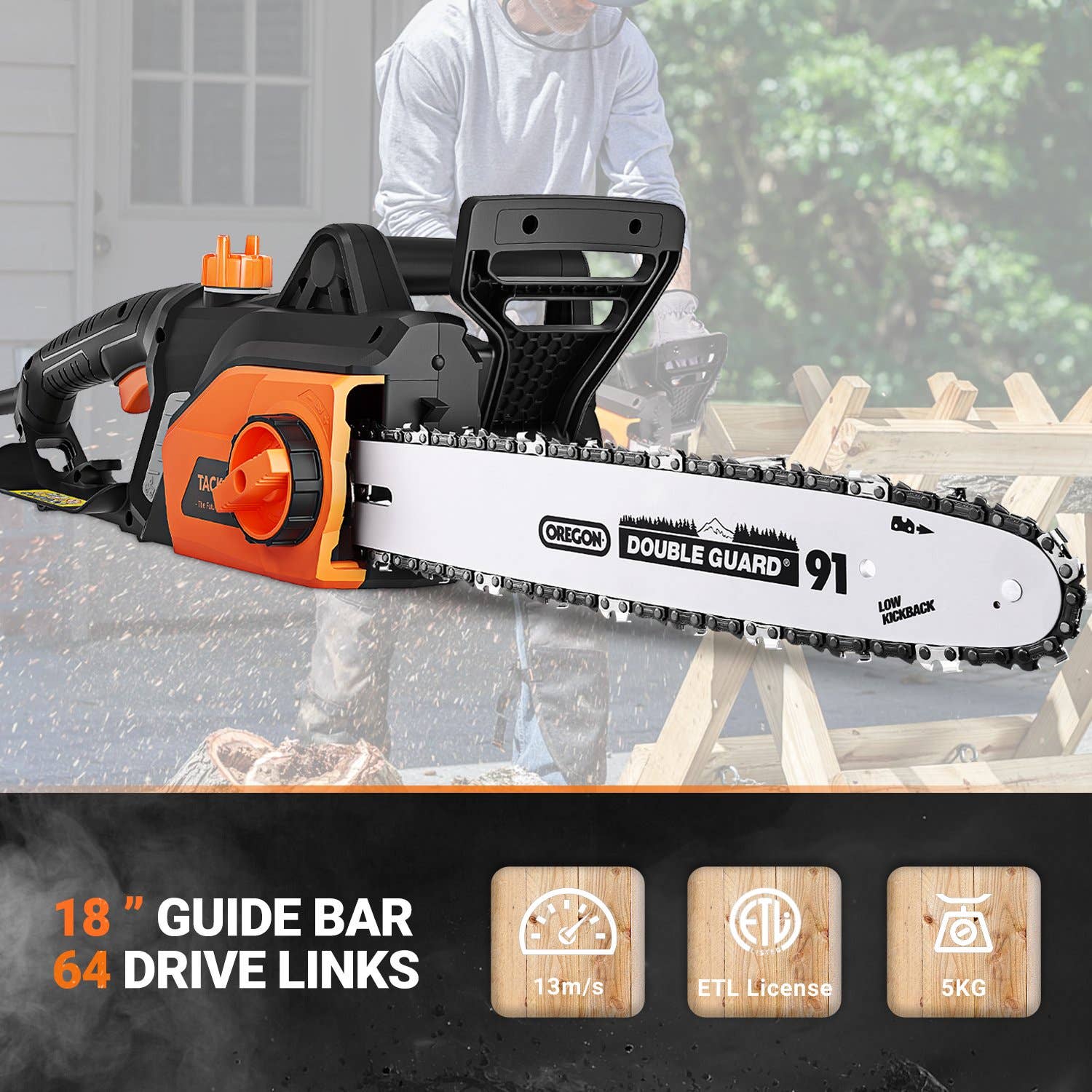 Above Edge - Wholesale Handy Tool - 15 Amp Electric Corded Chainsaw with 18-inch Chain Length3