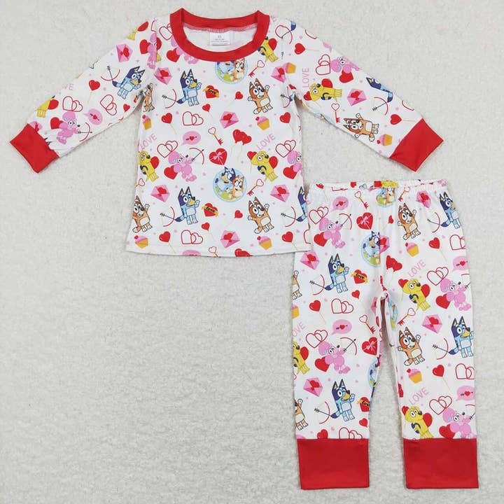 Baby Girls Valentines Red Dogs Shirts Pants Pajamas Clothes for wholesale by Aier Wholesale