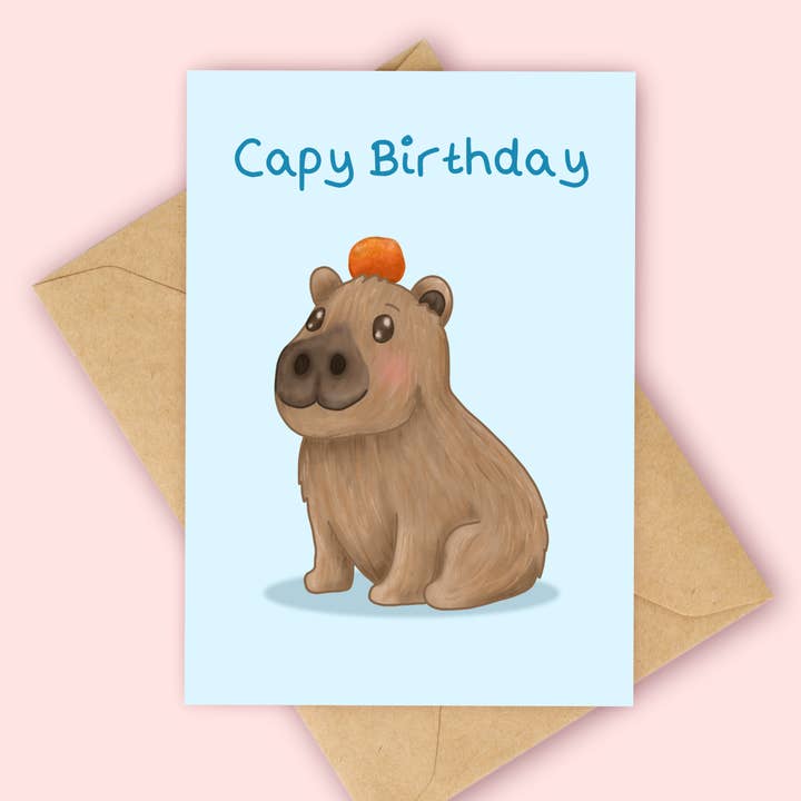 Joyeux Anniversaire Capy - Carte d'Anniversaire Capybara pour la vente par Peach and Mimi