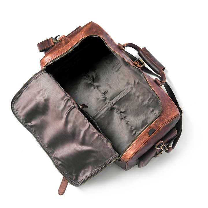 Dotch Leather - Wholesale Weekender Bag - Men's - The Hendrix Leather Duffle Bag-Travel Bags For Men