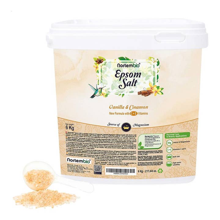 NORTEM BIO TECHNOLOGY GROUP - Vendita all'ingrosso Sali da bagno - Sale Epsom 6 kg. 100% fragranza vaniglia e cannella