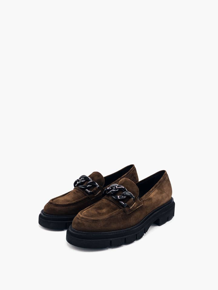 Bruine suede loafer voor wholesale door Luca Grossi