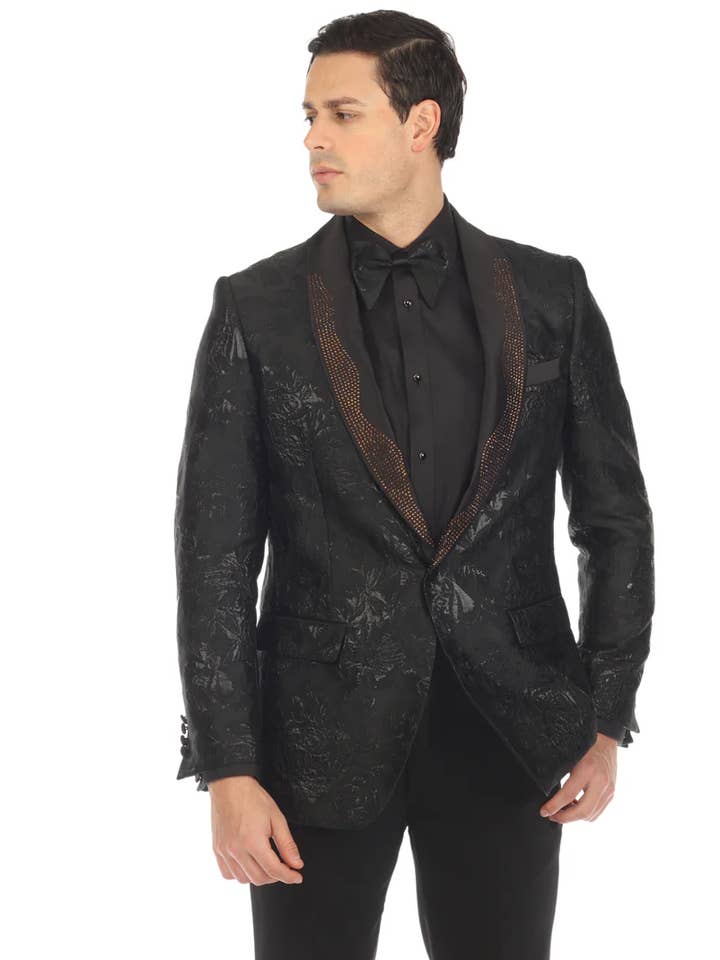 Ferrecci - Wholesale Blazer - Men's - Ferrecci - Men's Midnight Shaw Collar Tuxedo Blazer