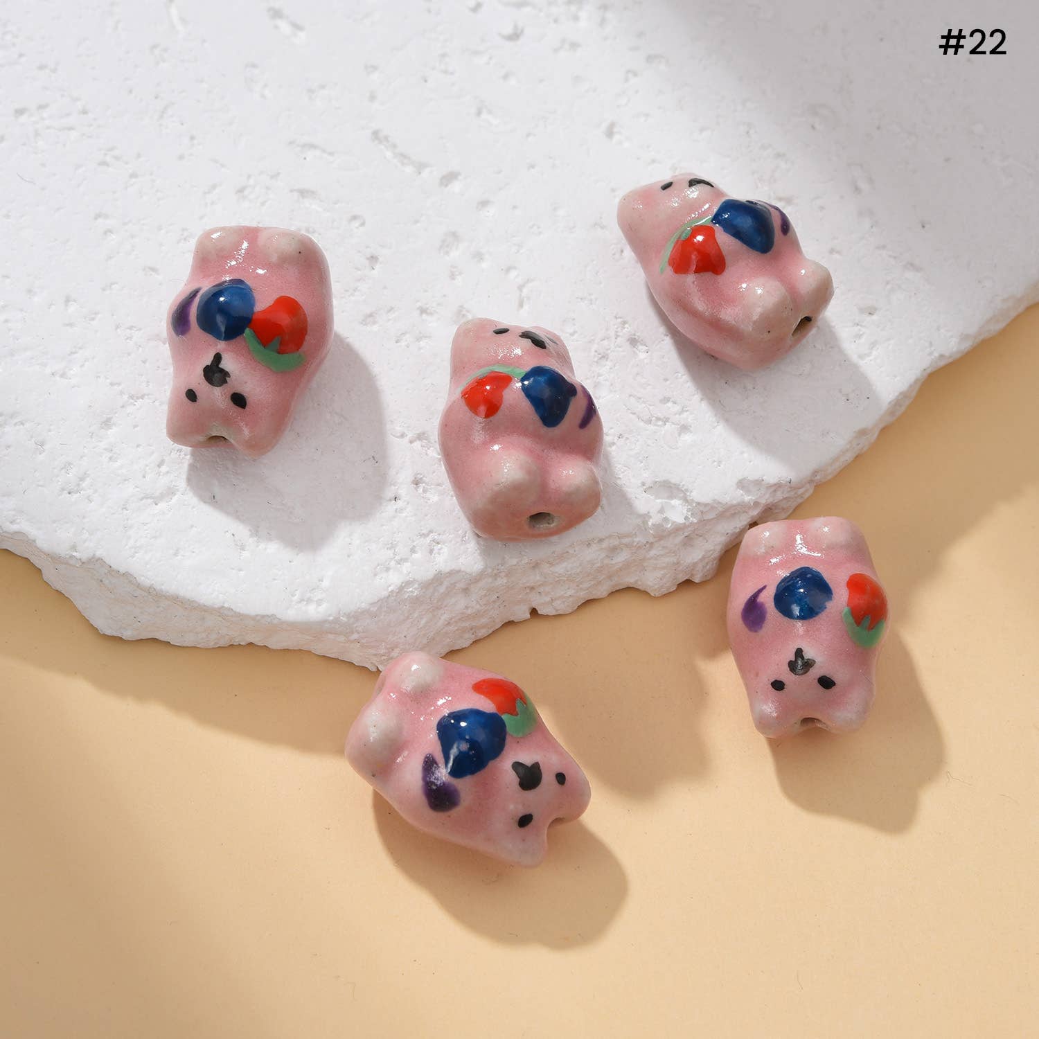 Beads Creation – wholesale Pärlor – Handmålade djurkeramikpärlor med stort hål Smycken ORG3041