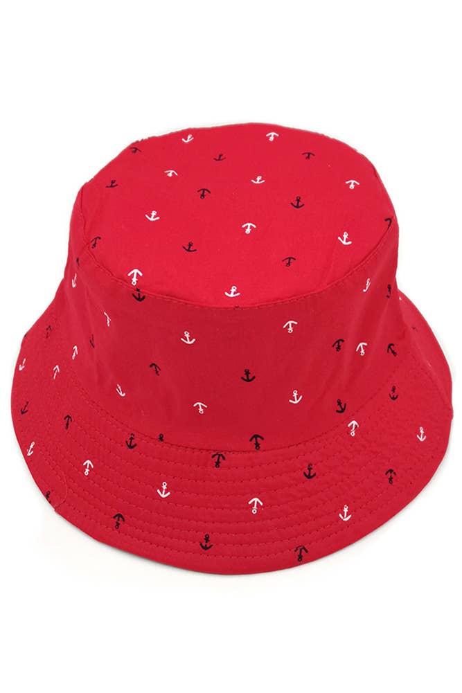 Hana - Wholesale Bucket Hat - Women's - Anchor Pattern Print Bucket Hat0