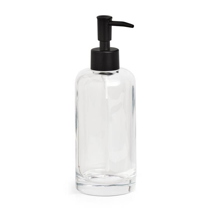 Transparent Black Soap dispenser "Clear", glass for wholesale on Faire