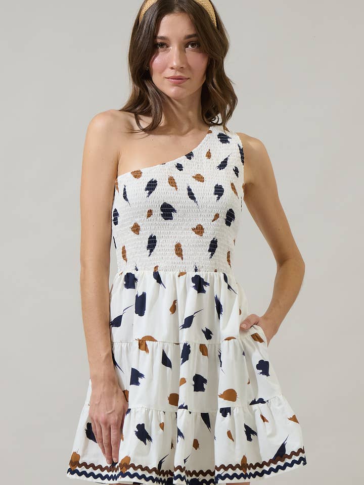 Devania Brush Remi One Shoulder Mini Dress for wholesale by Sugarlips