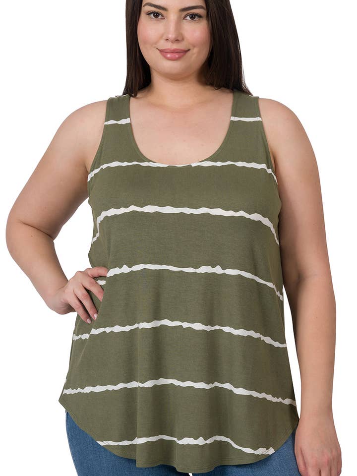 .._ SI-22941 PLUS SIZE STRIPE SLEEVELESS TOP for wholesale by 42POPS