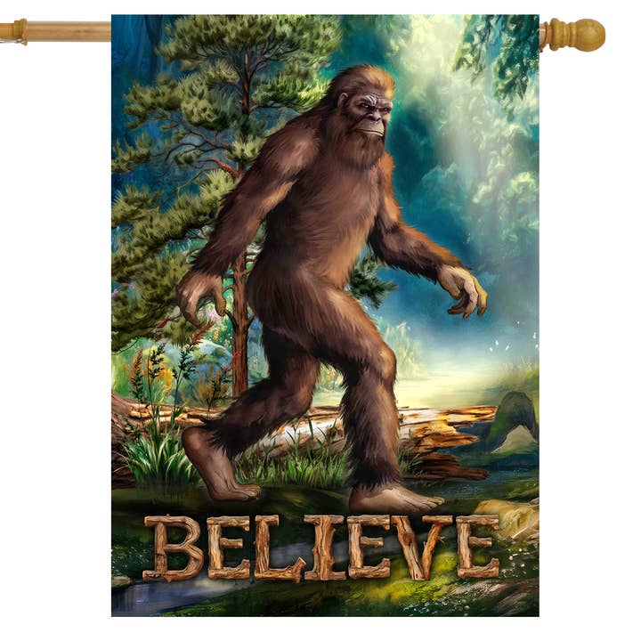 Believe Bigfoot House Flag for wholesale by Briarwood Lane