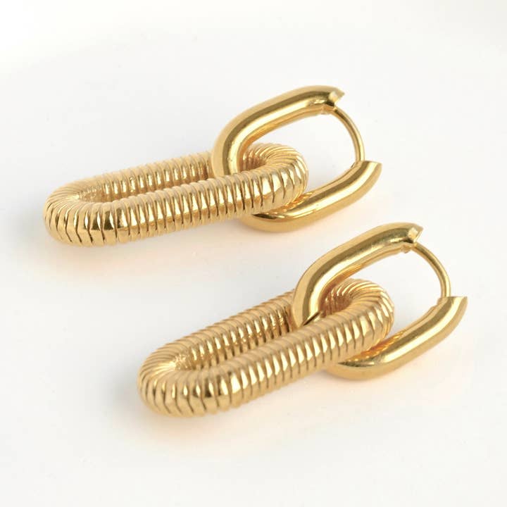 18k Gold Double Hoops - Waterproof Double Link Hoop Earrings for wholesale by Blueyejewelry