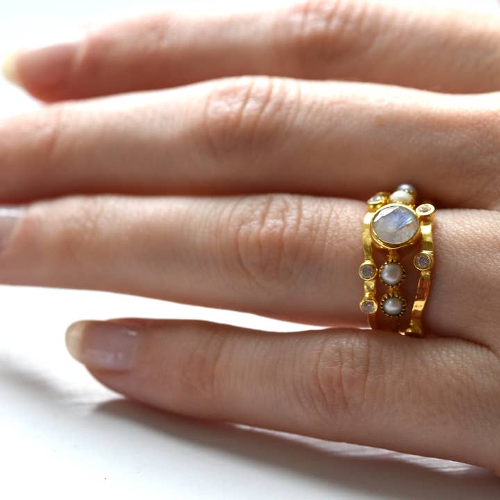 Gem Bazaar Jewellery - Venta al por mayor Anillo de banda/apilable - Hola Anillo Bonito en Piedra de Luna4