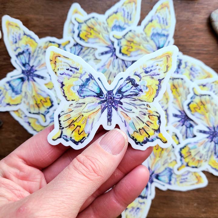Watercolor Butterfly Sticker, 3 by 2 in for wholesale by Hannah Guthrie Designs