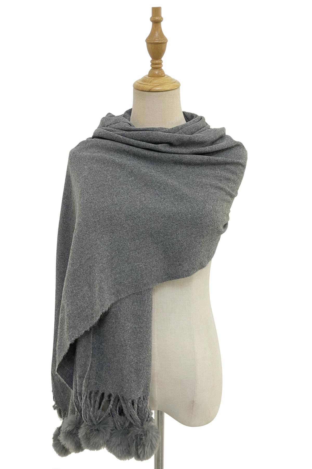 Fashion Scarf World – wholesale Scarf – Women's – Plain Wool Pom Pom Scarf42