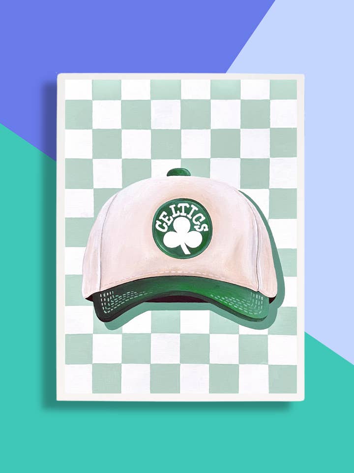 Checkerboard Celtics Hat -Boston Sports Hat Art Print Series for wholesale by The Blank Canvas Company