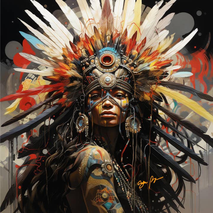 Reine guerrière amérindienne pour la vente par Vision2Canvas