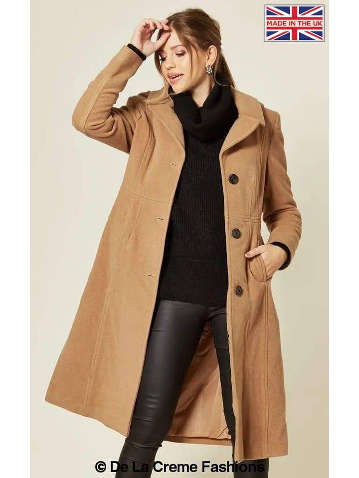 De La Creme Fashions - Vente Manteau – femme - Manteau mi-long à capuche en laine et cachemire Beatrice17