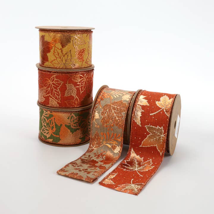 LA Ribbons Wholesale – Engroshandel Bånd – 2 1/2" kablet bånd | „Metallisk blad“ rust/kobber | 10 meter