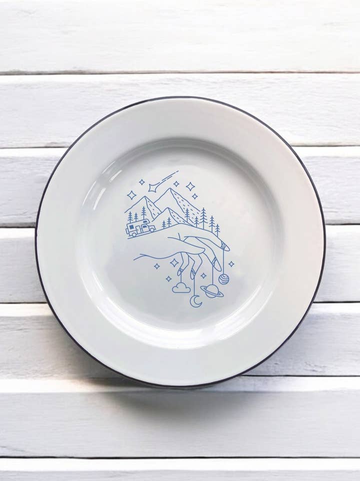 Bjerge, Dekorativ Emaljetallerken for engroshandel hos Sovende Bjorn