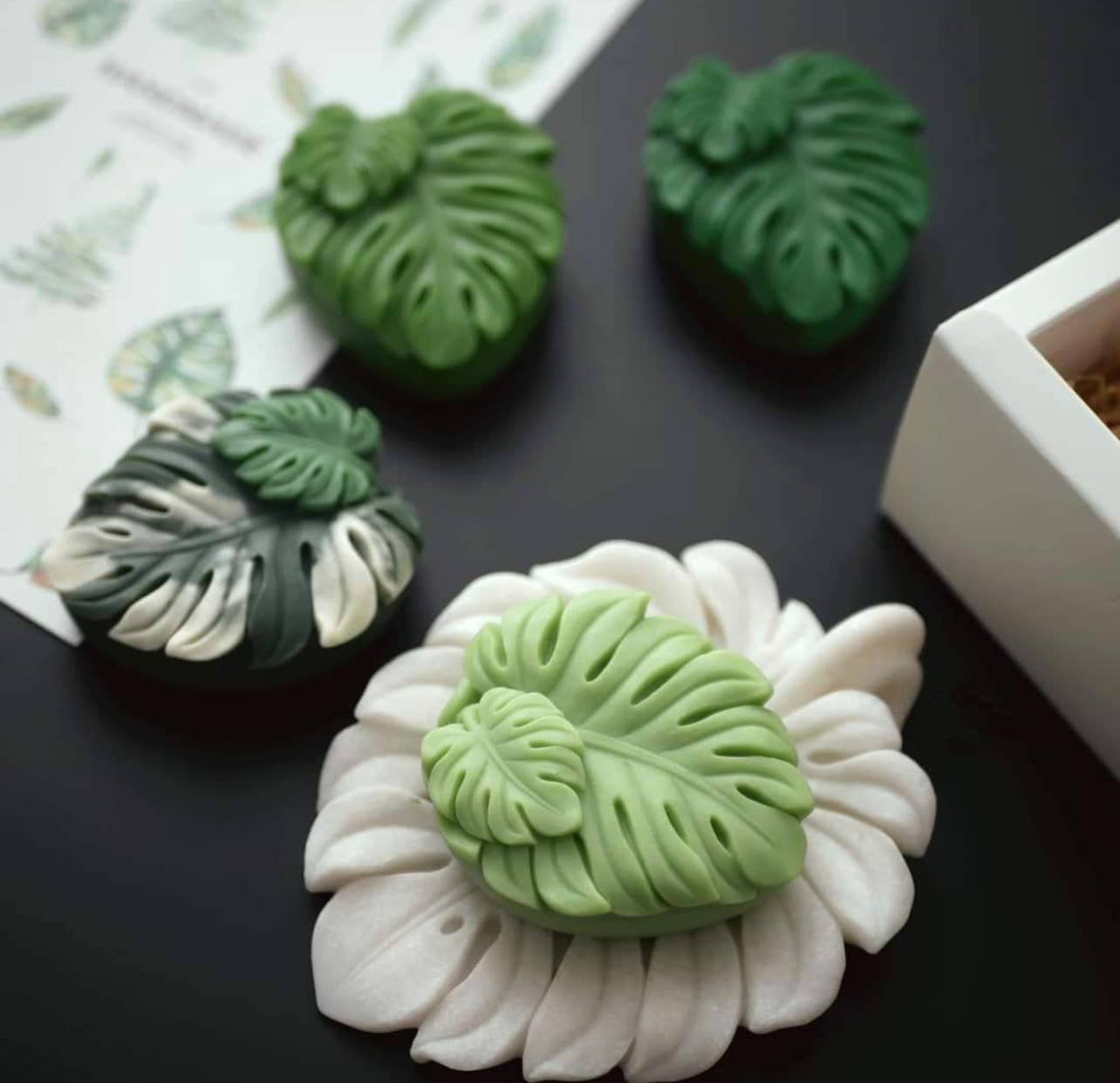 Dusty Rose Bodega - Vente Bougies originales - Feuille de MONSTERA | bougie chauffe-plat [deux]1