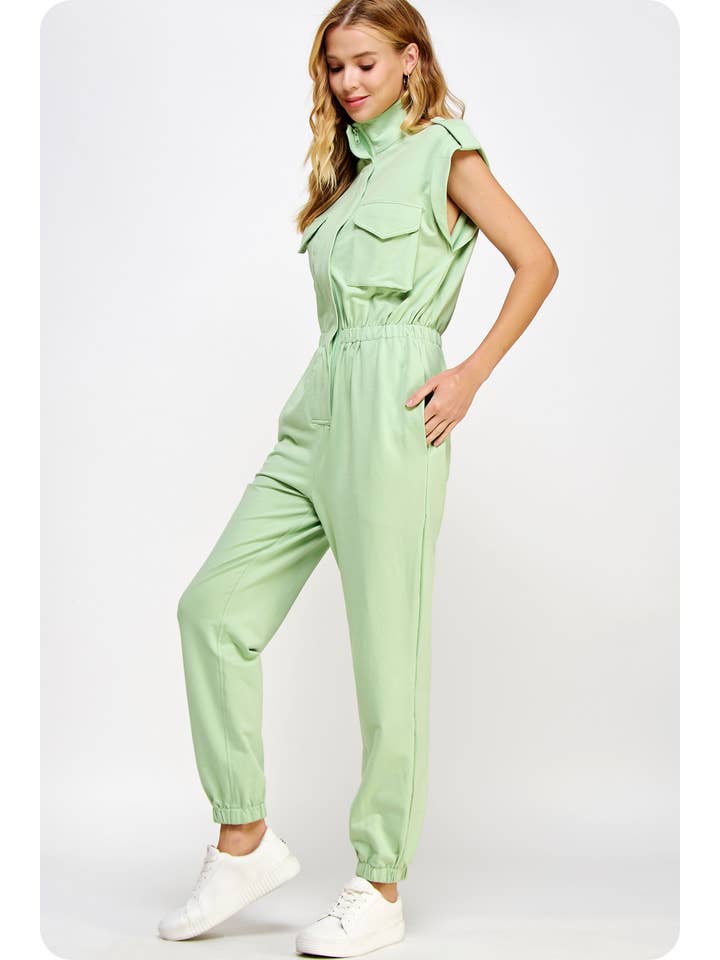 Strut & Bolt - Wholesale Jumpsuit - Women's - Mock Neck Sleeveless Jogger Jumpsuit31