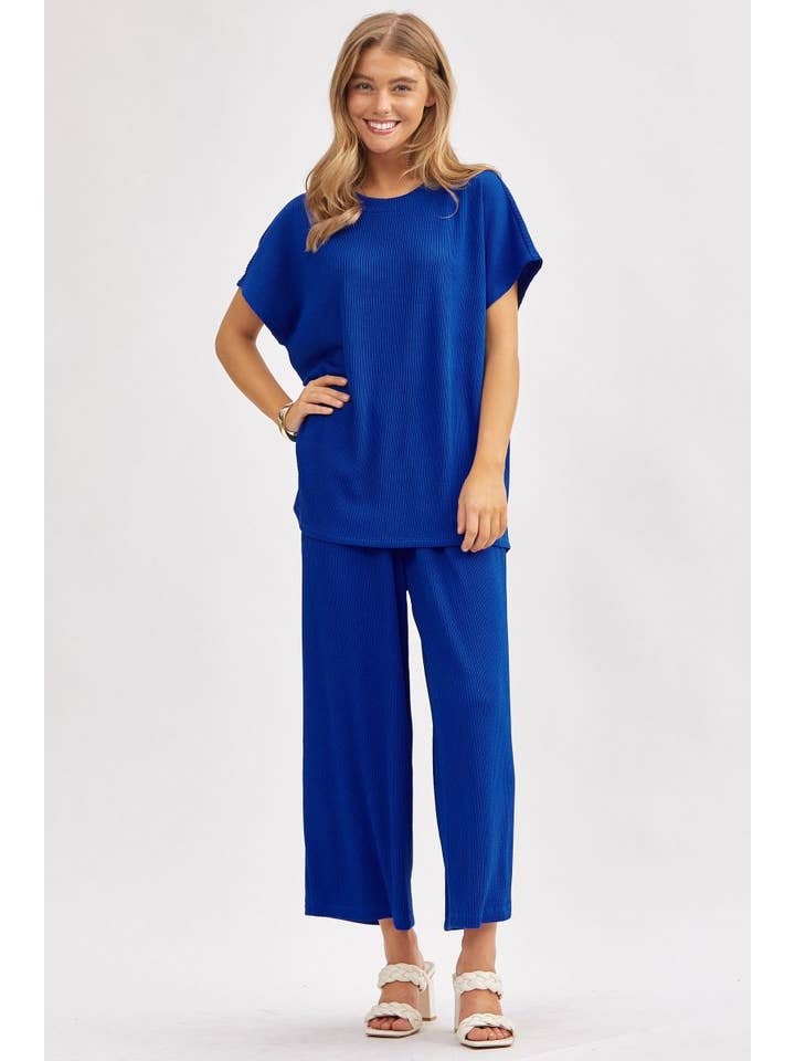 Dear Scarlett - Wholesale Top & Pant Set (NOT Loungewear) - Women's - Solid Top + Wide Leg Pants TRVSET-PALMBEACH