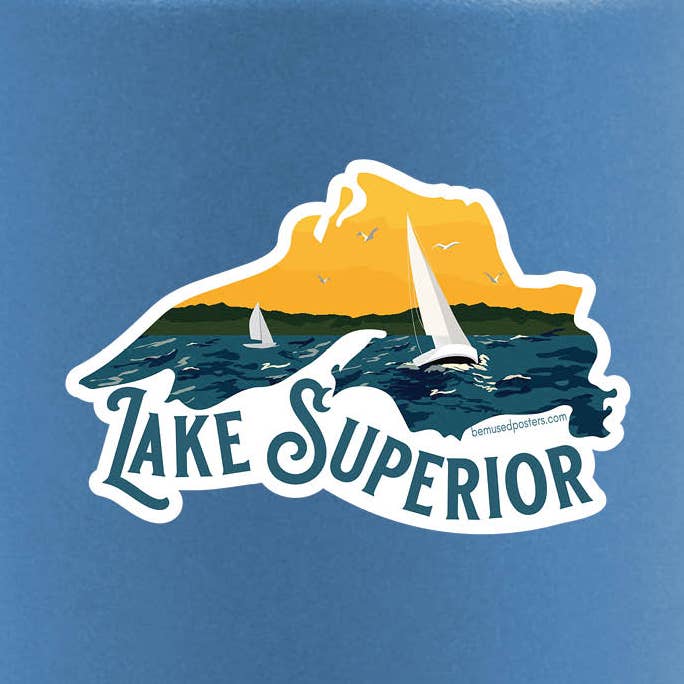 Lake Superior Sailing Sticker for wholesale by Bemused Creative