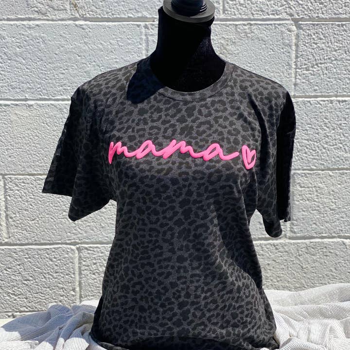 Cheetah Print Puffy Vinyl Mama- Tshirt for wholesale by Creations by Trudy
