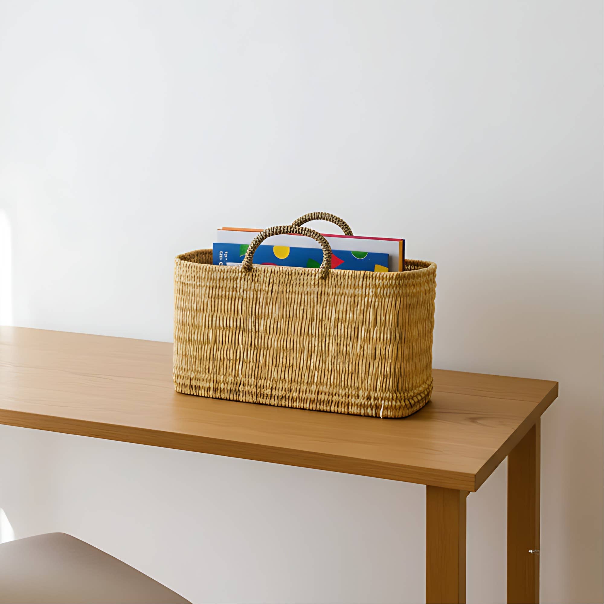 Melecraft - Vente Paniers - Panier de rangement en roseau tissé à la main Décor bohème pour chambre d'enfant3