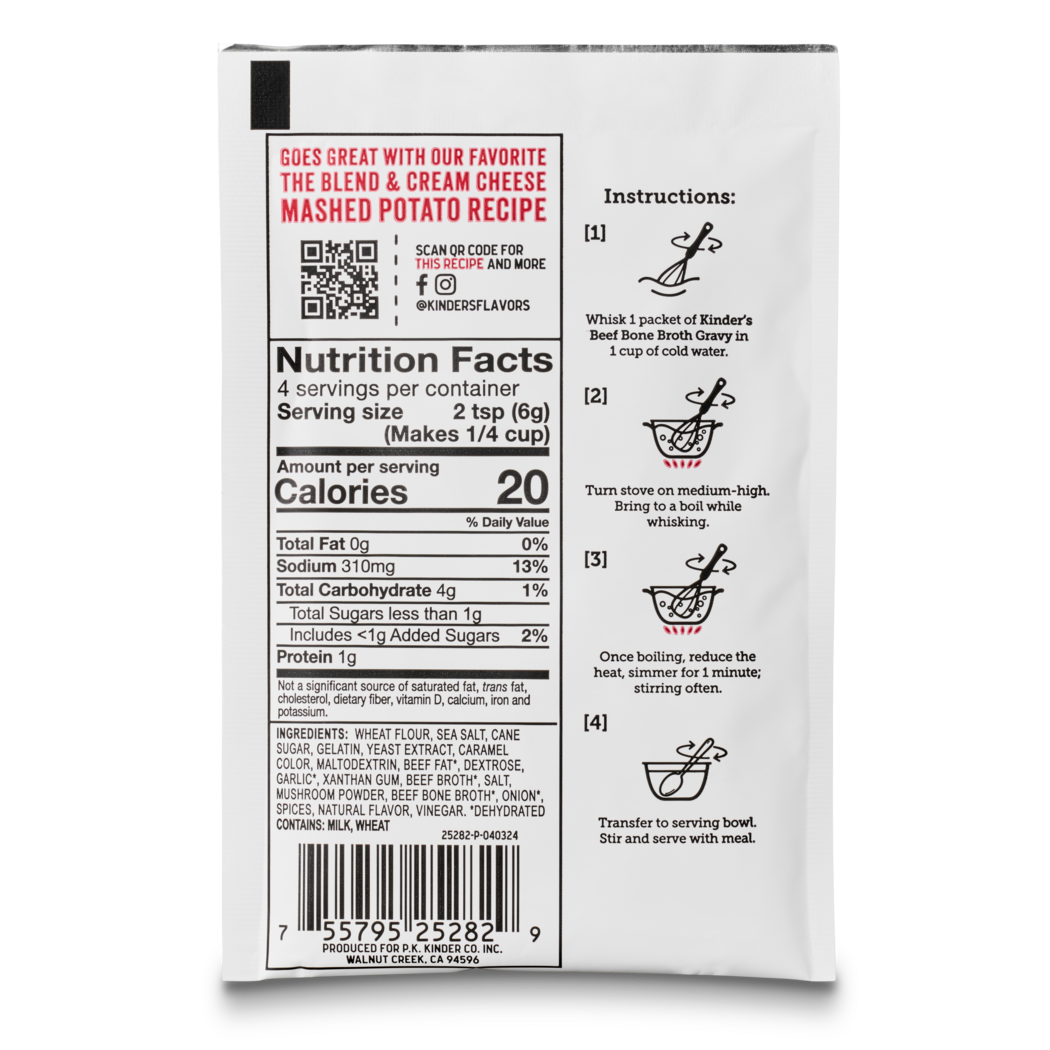 Kinder's Sauces & Seasonings - Wholesale Dried Spice Mix - Classic Beef Bone Broth Gravy with Sea Salt and Herbs1