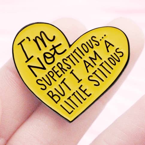 A little stitious enamel lapel pin for wholesale by Kate Gabrielle
