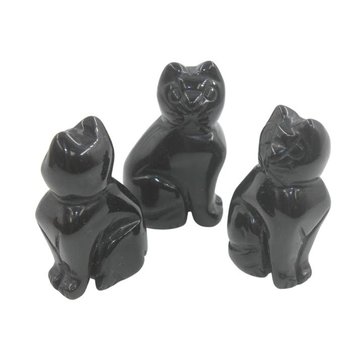 Crystal Cat - Onyx noir, taille L pour la vente par Earths Elements Wholesale