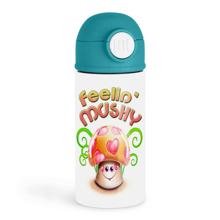 3dRose - Wholesale Water Bottle - 3dRose, Cute Feeling Mushy Cartoon Love Mushroom Toadstool Cartoon, Kids Water Bottle