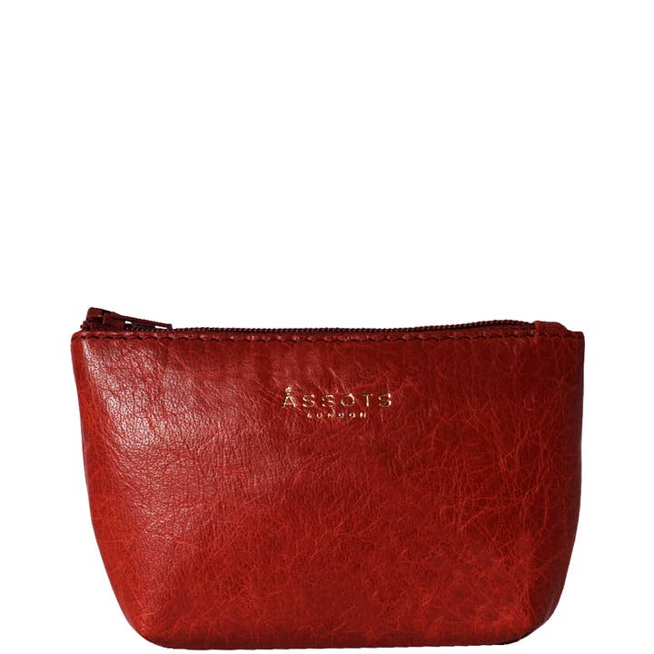 Assots London – wholesale Coin purse – Women’s – 'Diana' Red Full Grain Leather Zip Top Coin Purse4