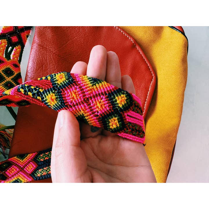 Pura Vida - Wholesale Crossbody Bag - Women's - Leather Mexican Colorful purse 8x10 in | clutch purse 7