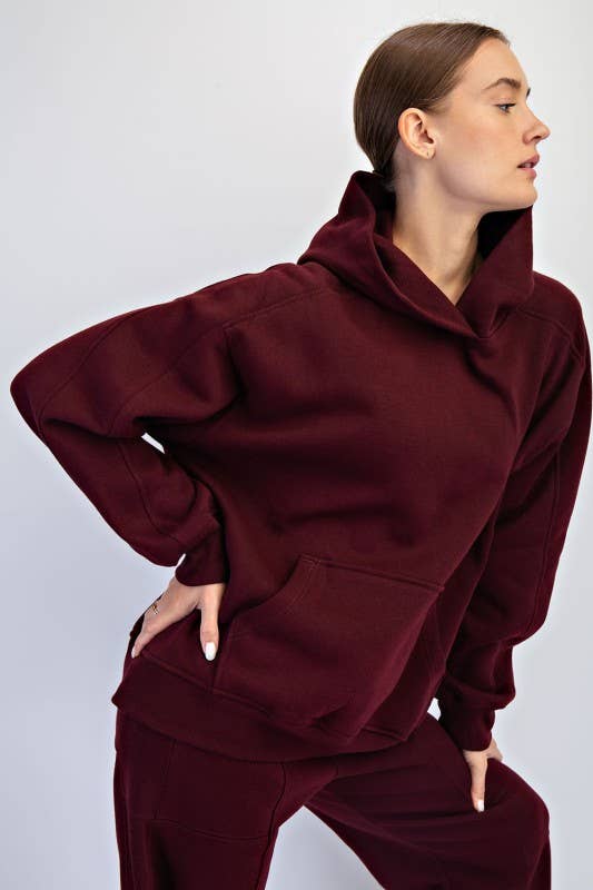 Sunday Morning - Wholesale Jacket - Women's - J383137-Oversized Fleeced Terry Hoodie6