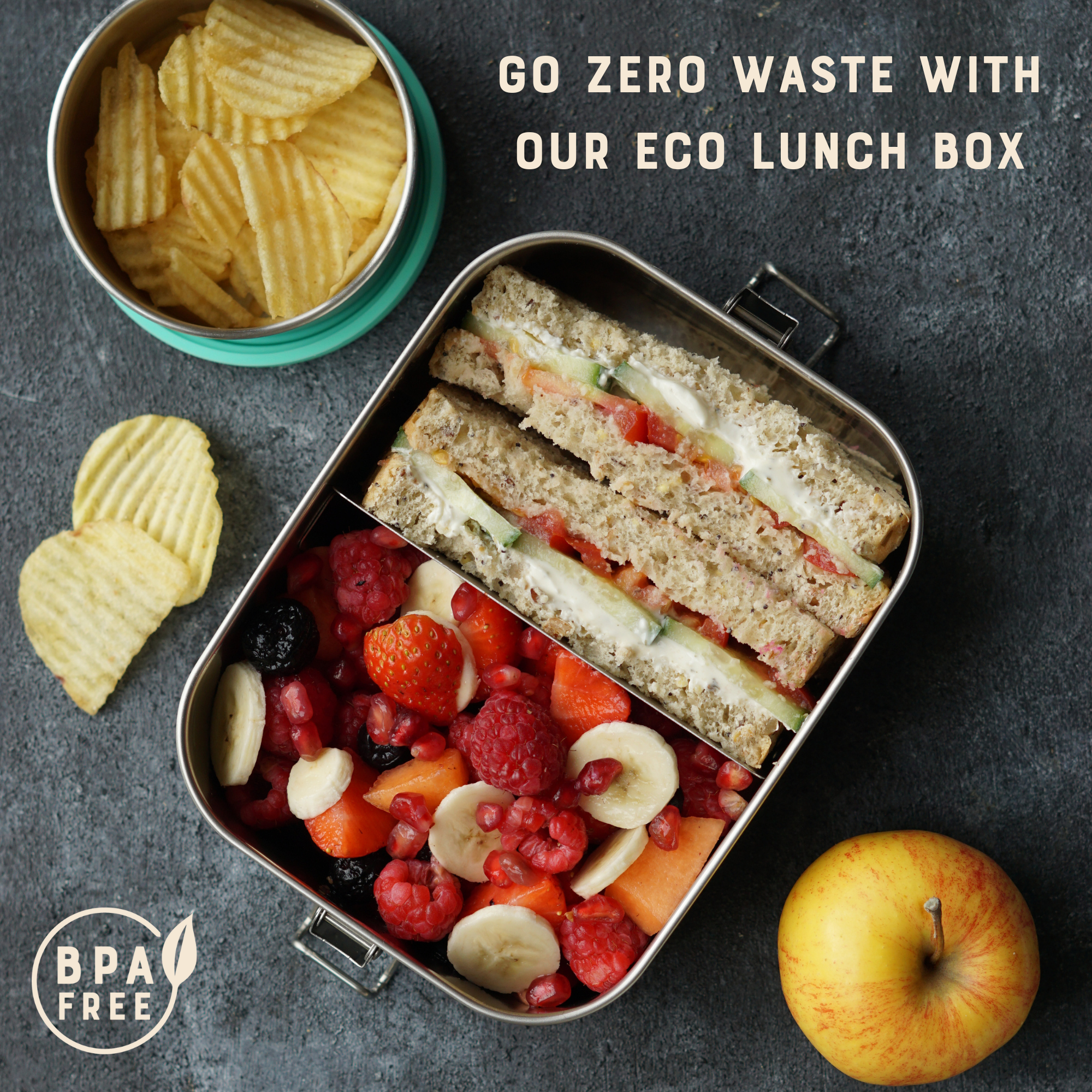 Moonmoon - Vente Sac/boîte repas - Boîte à déjeuner en acier inoxydable 0,8 litre étanche - Bento en métal4