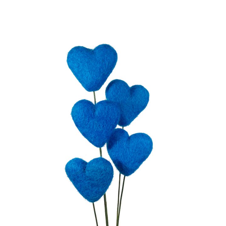 Oakwind Hollow - Wholesale Artificial flowers - Felt Heart Stem Singles Turquoise1