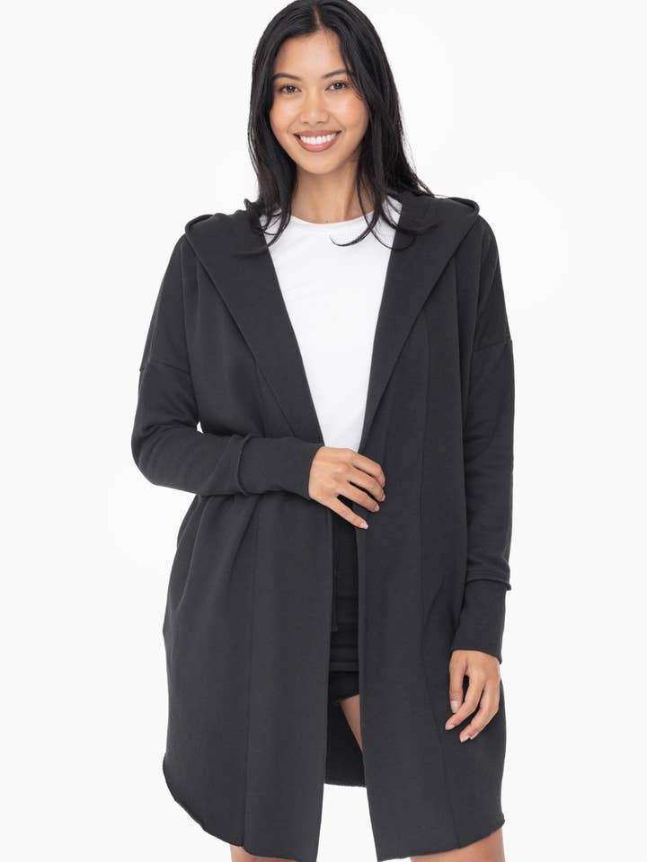 Mono B - Wholesale Cardigan - Women's - Open Front Longline Hoodie Cardigan